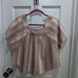 Madewell Texture & Thread Butterfly Top Sherbet Stripe Size Small